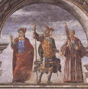 Domenico Ghirlandaio and Assistants,The Roman heroes Decius Mure,Scipio and Cicero Sandro Botticelli